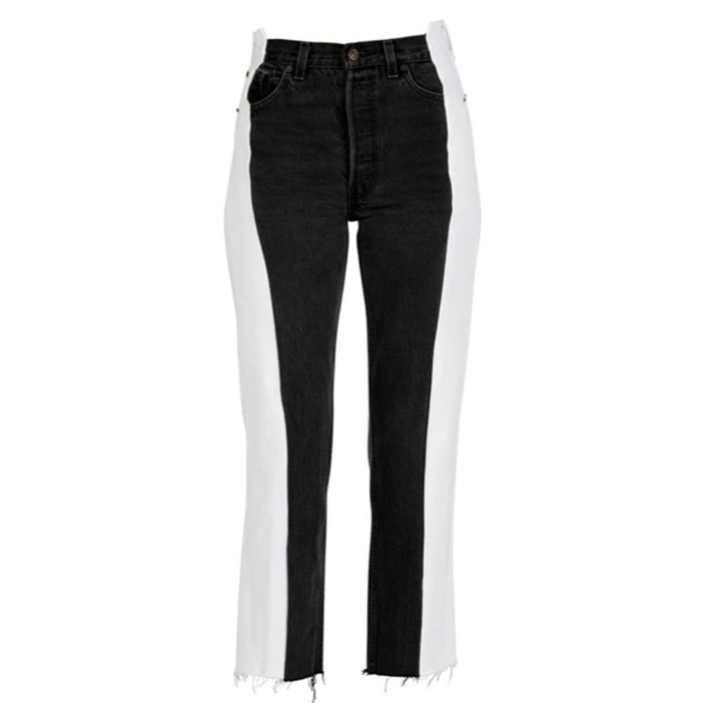 EB Denim Two-Tone Black and White High-Rise Jeans